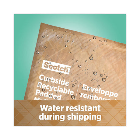 Scotch Curbside Recyclable Padded Mailer, #5, Bubble Cushion, Self-Adhesive Closure, 12 x 17.25, Natural Kraft, 100/Carton