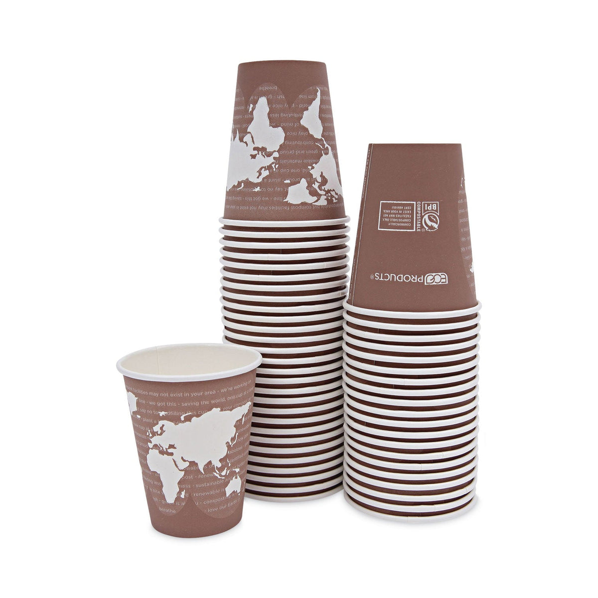 Eco-Products World Art Renewable and Compostable Hot Cups, 8 oz, Plum, 50/Pack