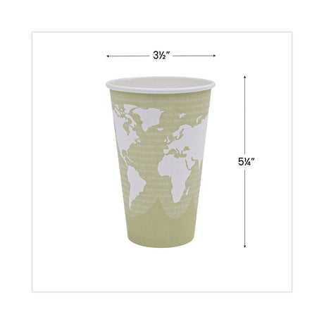 Eco-Products World Art Renewable and Compostable Hot Cups, 16 oz, Moss, 50/Pack