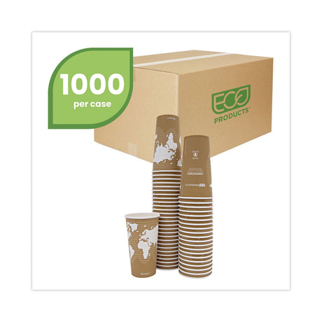 Eco-Products World Art Renewable and Compostable Hot Cups, 20 oz, 50/Pack, 20 Packs/Carton
