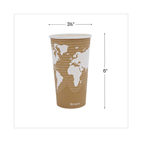 Eco-Products World Art Renewable and Compostable Hot Cups, 20 oz, 50/Pack, 20 Packs/Carton