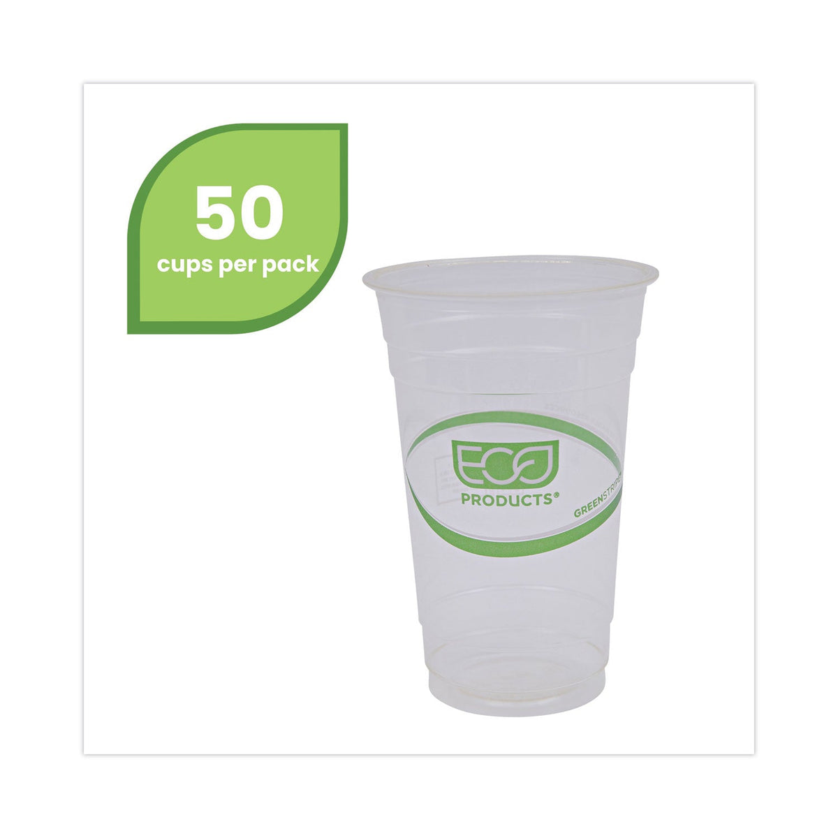 Eco-Products GreenStripe Renewable and Compostable Cold Cups, 20 oz, Clear, 50/Pack, 20 Packs/Carton