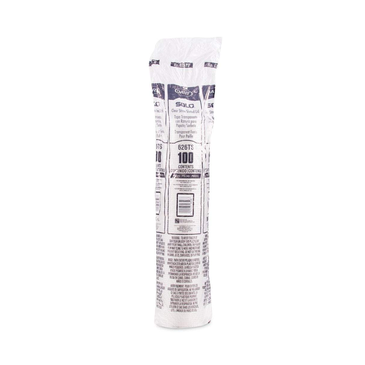 Dart PETE Flat Straw-Slot Cold Cup Lids, Fits 16 oz to 24 oz, Clear, 100/Pack