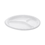 Pactiv Evergreen Placesetter Deluxe Laminated Foam Dinnerware, 3-Compartment Plate, 10.25" dia, White, 540/Carton