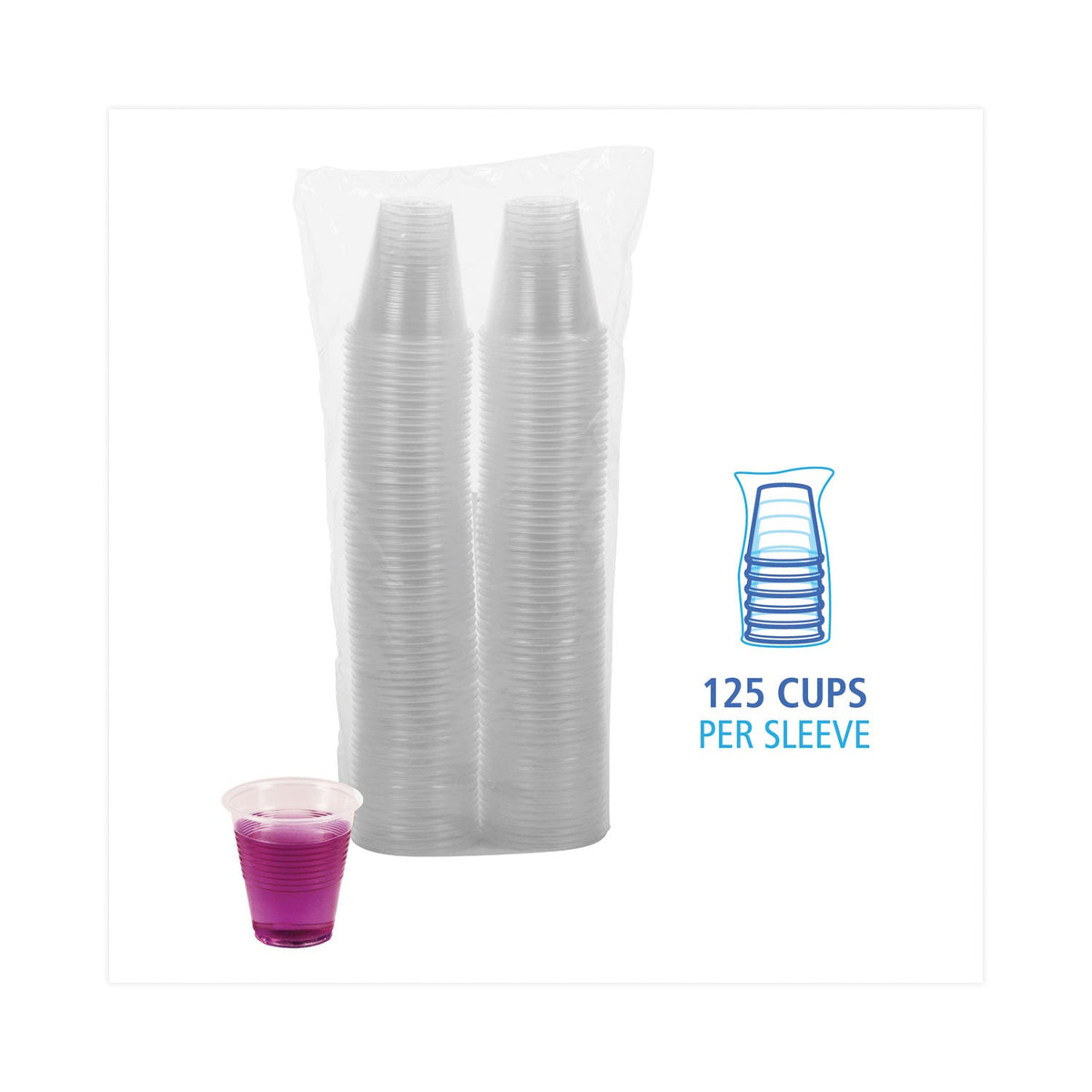 Boardwalk Translucent Plastic Cold Cups, 3 oz, Polypropylene, 125/Pack