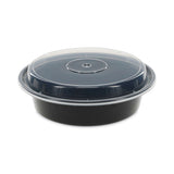 Pactiv Evergreen Newspring VERSAtainer Microwavable Containers, 24 oz, 7" Diameter, Black/Clear, Plastic, 150/Carton