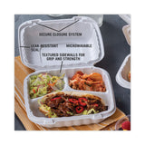Pactiv Evergreen EarthChoice SmartLock Microwavable MFPP Hinged Lid Container, 3-Compartment, 8.31 x 8.35 x 3.1, White, Plastic, 200/Carton