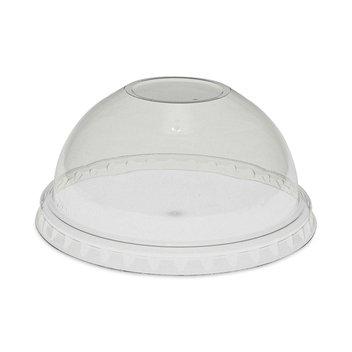 Pactiv Evergreen EarthChoice Strawless RPET Lid, Dome Lid, Fits 9 oz to 20 oz "A" Cups, Clear, 900/Carton