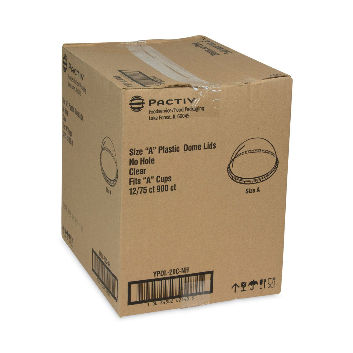 Pactiv Evergreen EarthChoice Strawless RPET Lid, Dome Lid, Fits 9 oz to 20 oz "A" Cups, Clear, 900/Carton