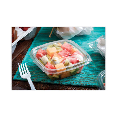 Pactiv Evergreen EarthChoice Recycled PET Container Lid, For 8/12/16 oz Container Bases, 5.5 x 5.5 x 0.38, Clear, Plastic, 504/Carton