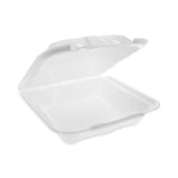 Pactiv Evergreen Vented Foam Hinged Lid Container, Dual Tab Lock Economy, 9.13 x 9 x 3.25, White, 150/Carton