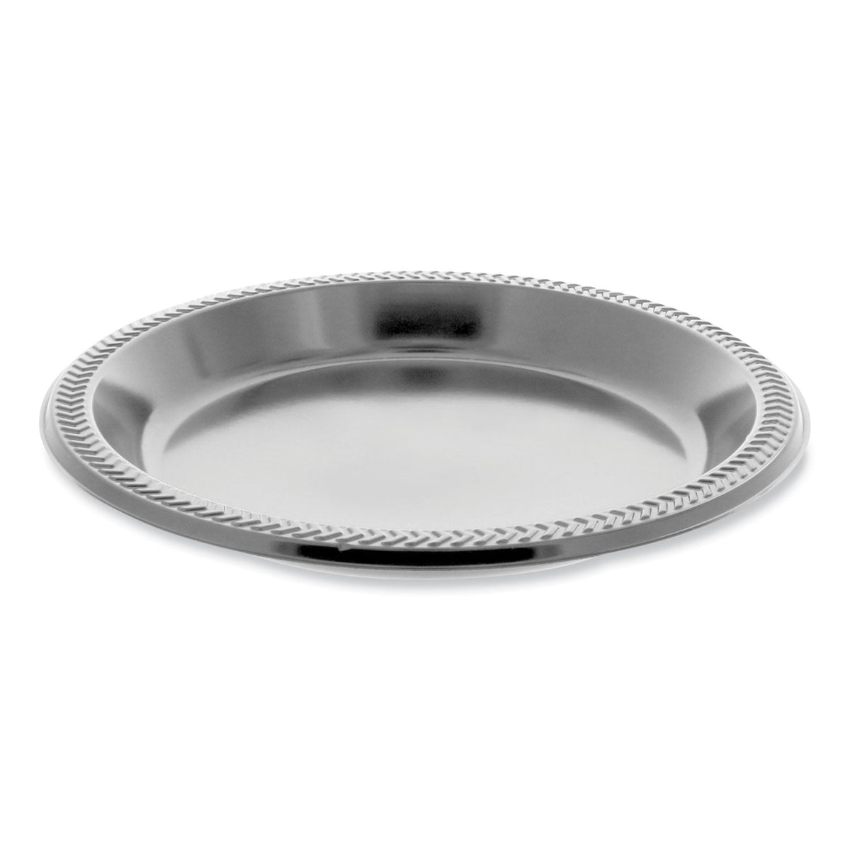 Pactiv Evergreen Meadoware Impact Plastic Dinnerware, Plate, 10.25" dia, Black, 500/Carton