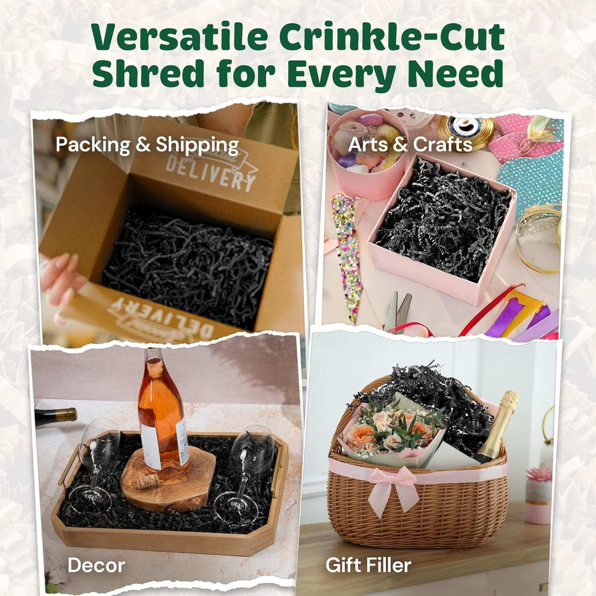 10LB Black Crinkle Paper