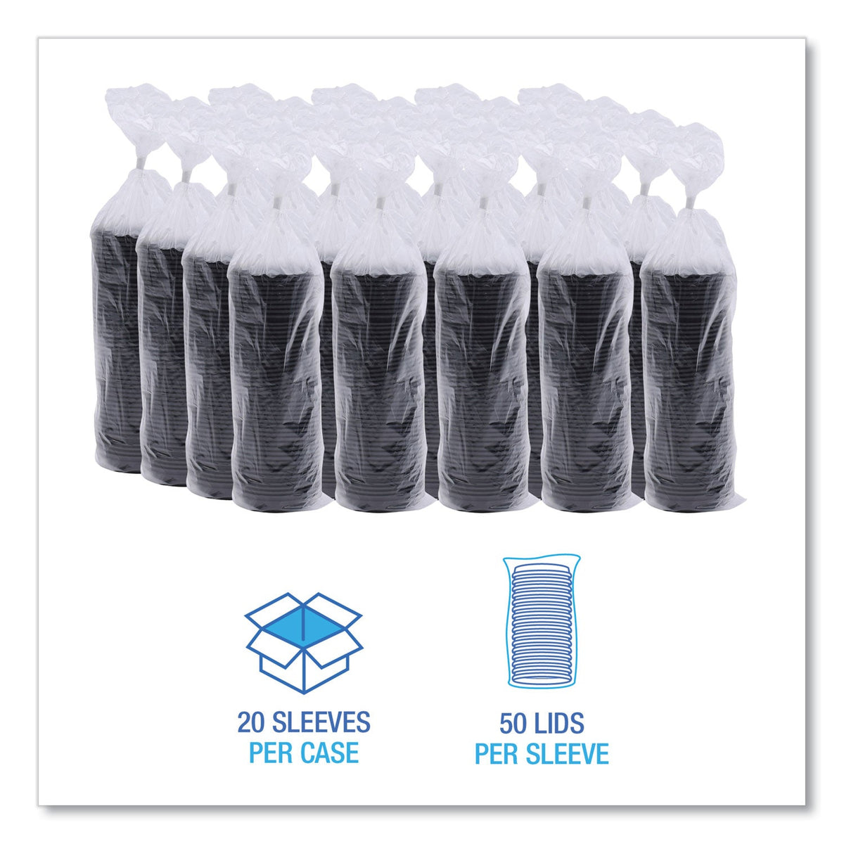 Boardwalk Hot Cup Lids, Fits 8 oz Hot Cups, Black, 1,000/Carton