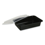 GEN Microwavable Food Container with Lid, Rectangular, 28 oz, 8.81 x 6.02 x 2.04, Black/Clear, Plastic, 150/Carton (GENTORECT28)