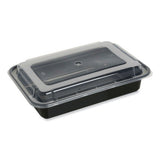 GEN Microwavable Food Container with Lid, Rectangular, 28 oz, 8.81 x 6.02 x 2.04, Black/Clear, Plastic, 150/Carton (GENTORECT28)