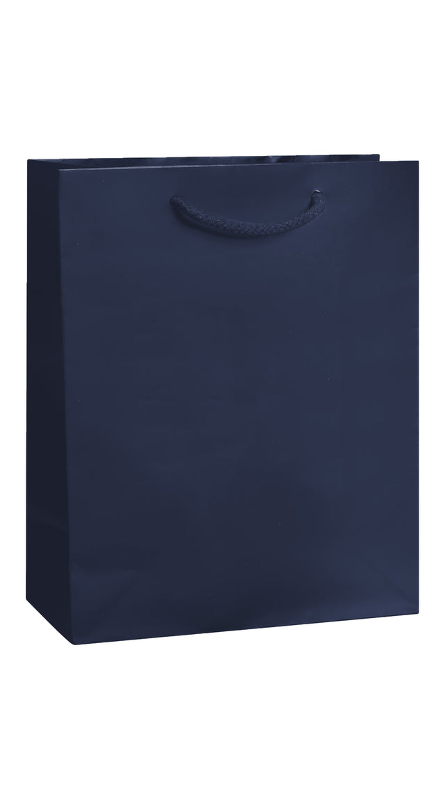 Navy Gloss Laminated Euro Tote Bags - 8 x 4 x 10"