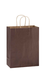 Chocolate shadow stripe matte shopping bag, 10 x 5 x 13"