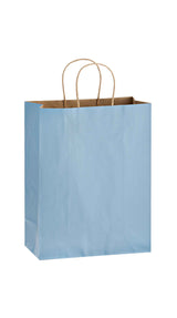 Country Blue shadow stripe matte shopping bag, 10 x 5 x 13"