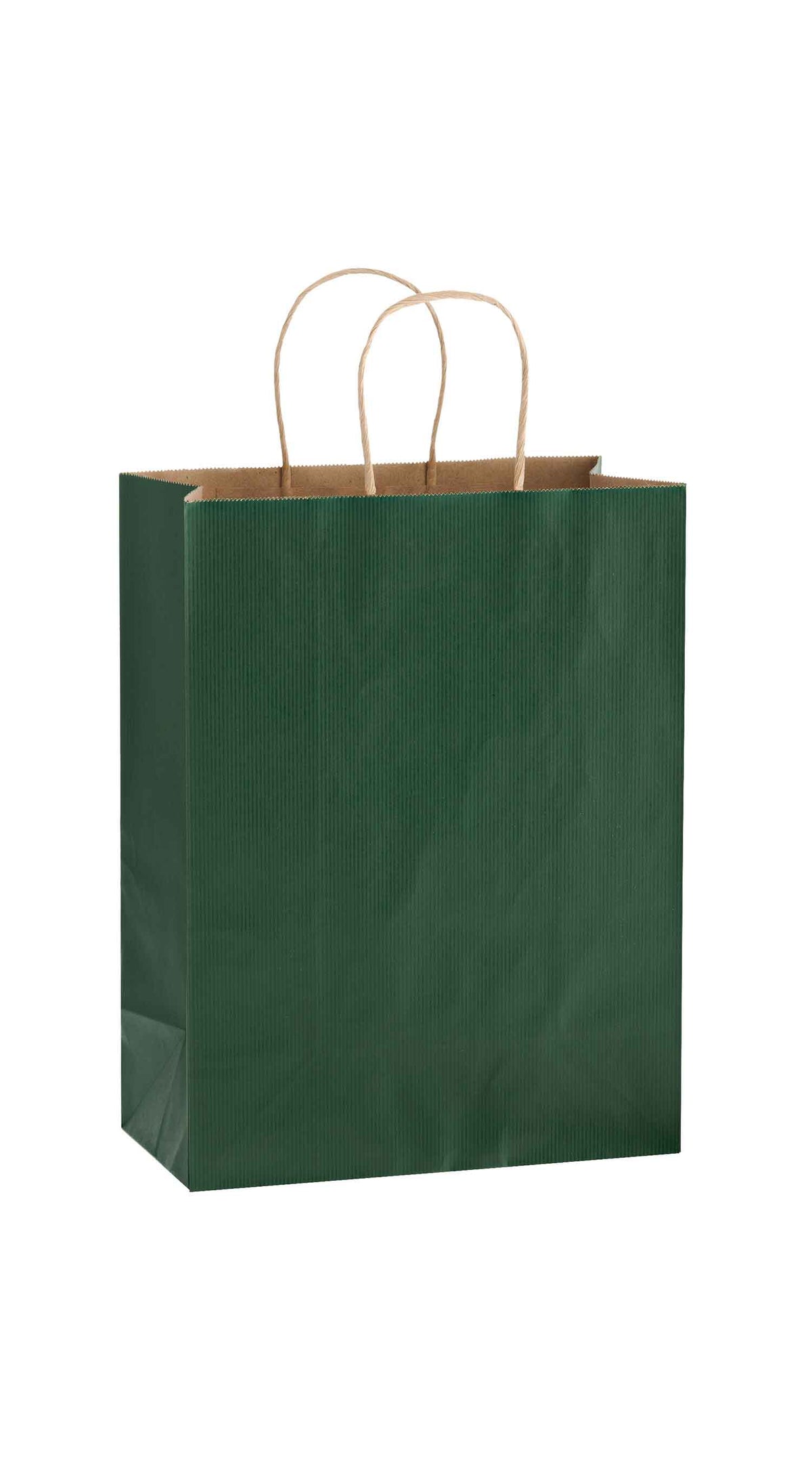 Forest Green shadow stripe matte shopping bag, 10 x 5 x 13"