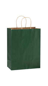 Forest Green shadow stripe matte shopping bag, 10 x 5 x 13"