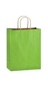 Lime shadow stripe matte shopping bag, 10 x 5 x 13"