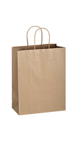 Oatmeal shadow stripe matte shopping bag, 10 x 5 x 13"