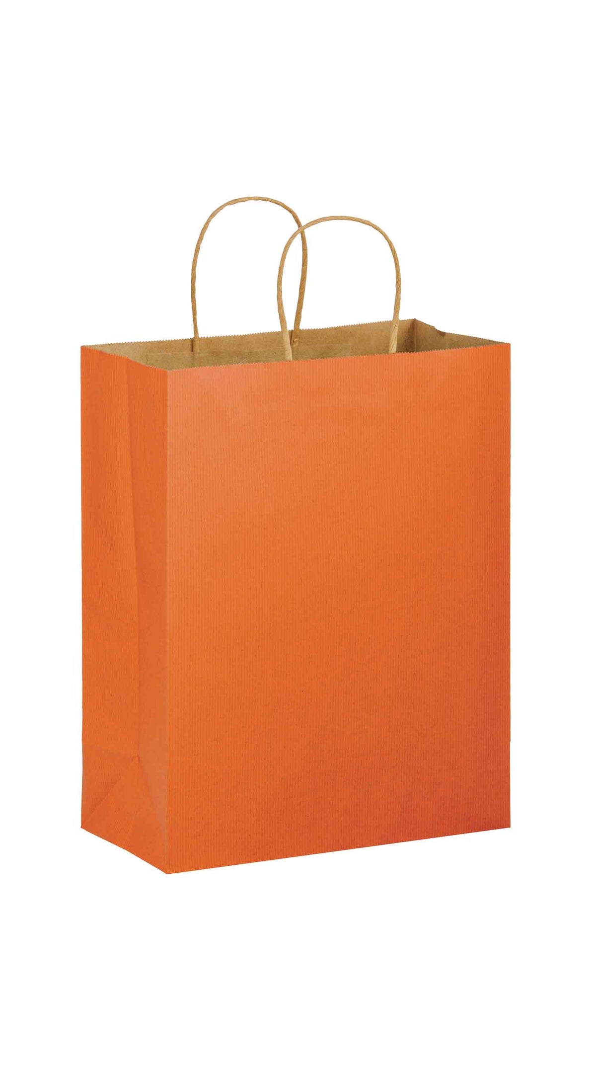Orange shadow stripe matte shopping bag, 10 x 5 x 13"