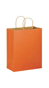 Orange shadow stripe matte shopping bag, 10 x 5 x 13"