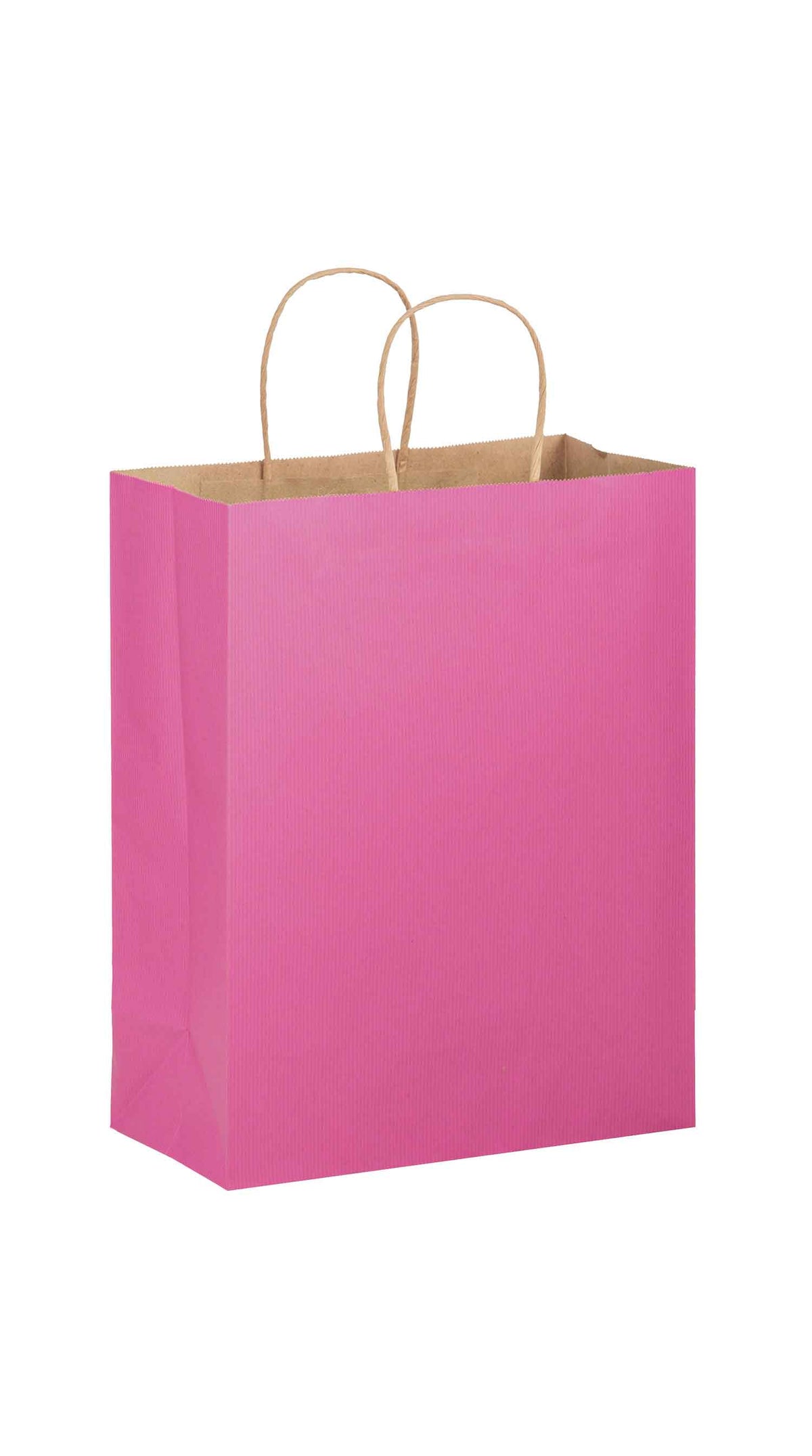 Pink shadow stripe matte shopping bag, 10 x 5 x 13"