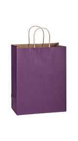 Purple shadow stripe matte shopping bag, 10 x 5 x 13"