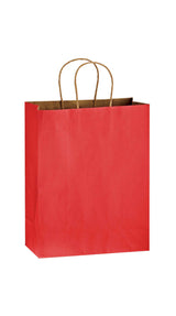 Red shadow stripe matte shopping bag, 10 x 5 x 13"
