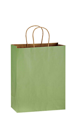 Sage shadow stripe matte shopping bag, 10 x 5 x 13"