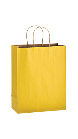 Yellow shadow stripe matte shopping bag, 10 x 5 x 13"