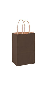 Chocolate shadow stripe matte shopping bag, 5-1/4 x 3-1/4 x 8-3/8"
