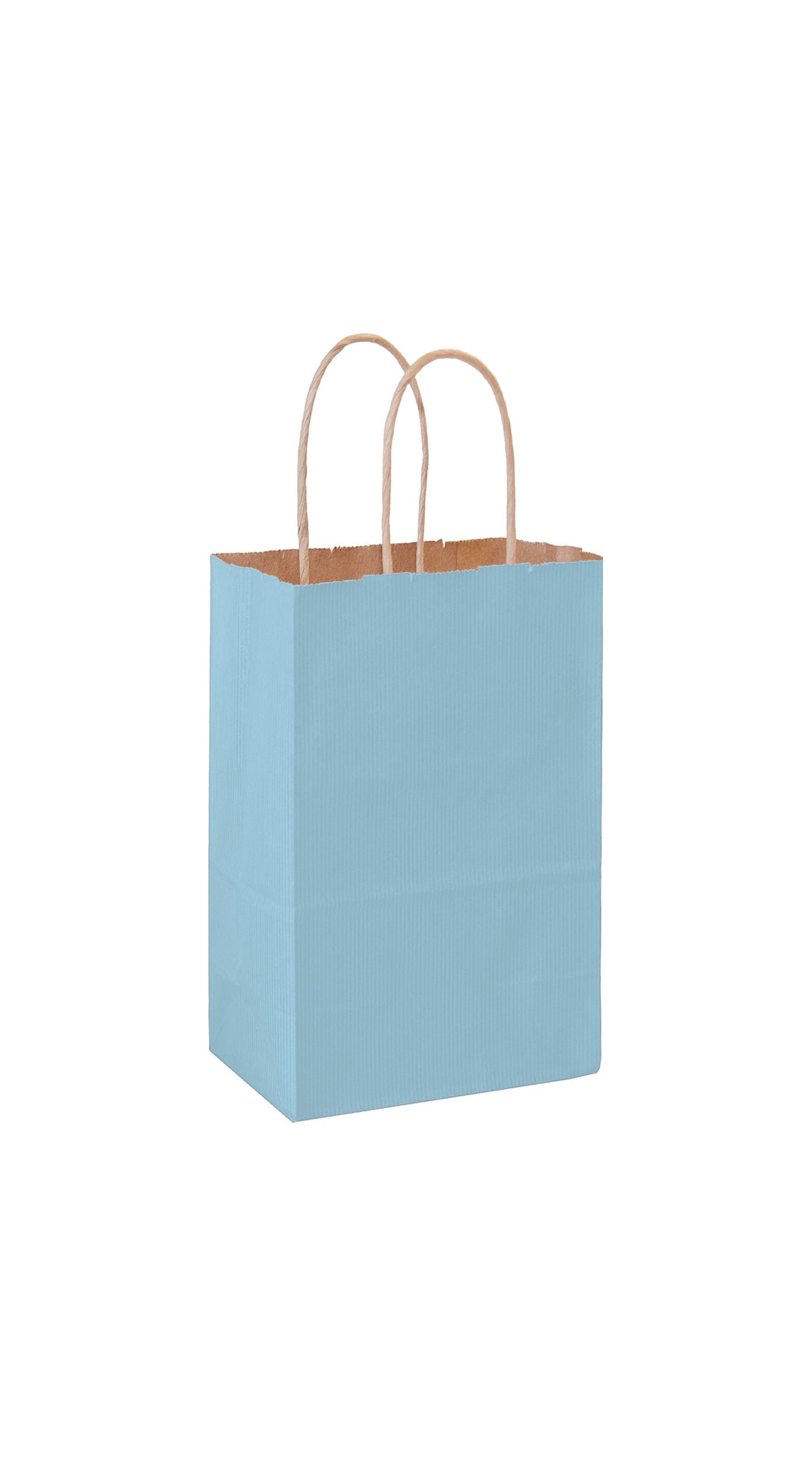 Country Blue shadow stripe matte shopping bag, 5-1/4 x 3-1/4 x 8-3/8"