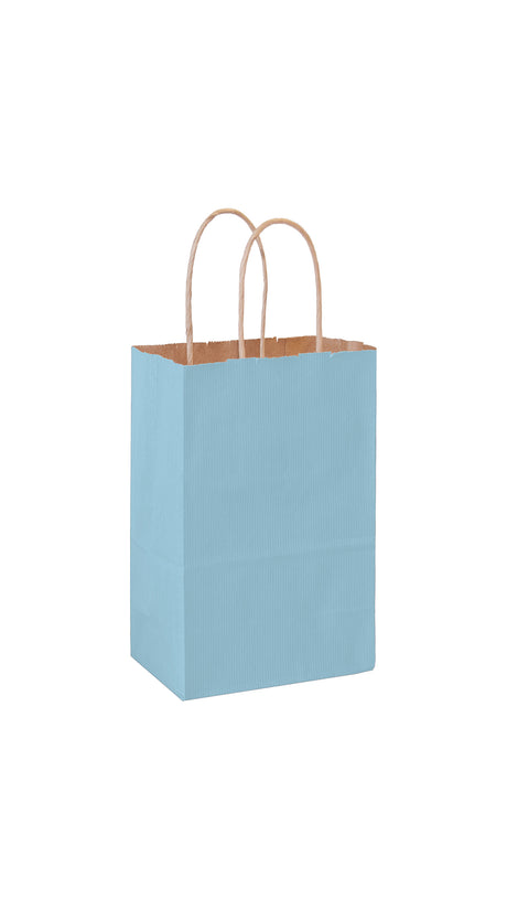Country Blue shadow stripe matte shopping bag, 5-1/4 x 3-1/4 x 8-3/8"