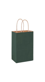 Forest Green shadow stripe matte shopping bag, 5-1/4 x 3-1/4 x 8-3/8"
