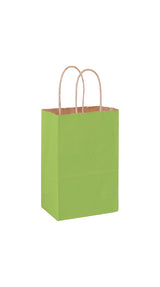 Lime shadow stripe matte shopping bag, 5-1/4 x 3-1/4 x 8-3/8"