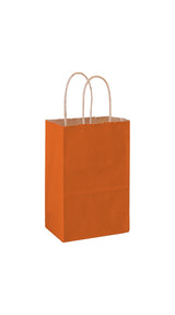 Orange shadow stripe matte shopping bag, 5-1/4 x 3-1/4 x 8-3/8"