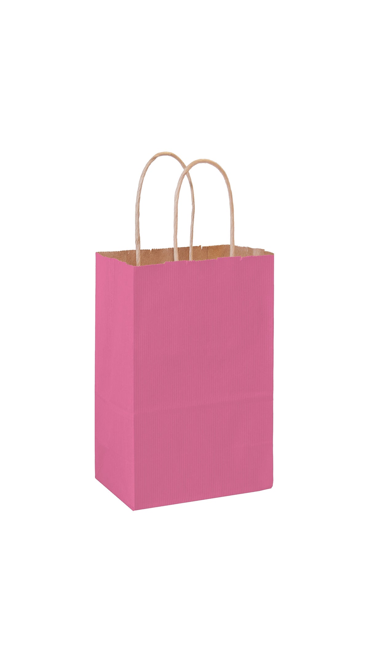 Pink shadow stripe matte shopping bag, 5-1/4 x 3-1/4 x 8-3/8"