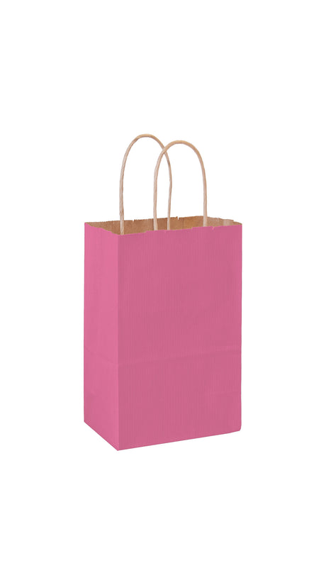 Pink shadow stripe matte shopping bag, 5-1/4 x 3-1/4 x 8-3/8"