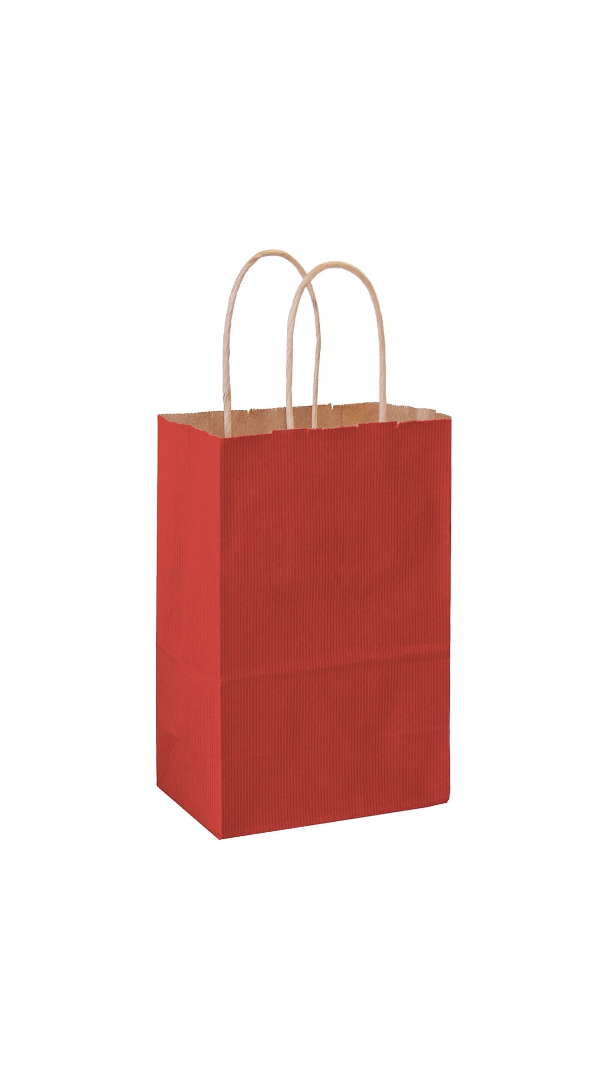 Red shadow stripe matte shopping bag, 5-1/4 x 3-1/4 x 8-3/8"