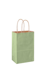 Sage shadow stripe matte shopping bag, 5-1/4 x 3-1/4 x 8-3/8"