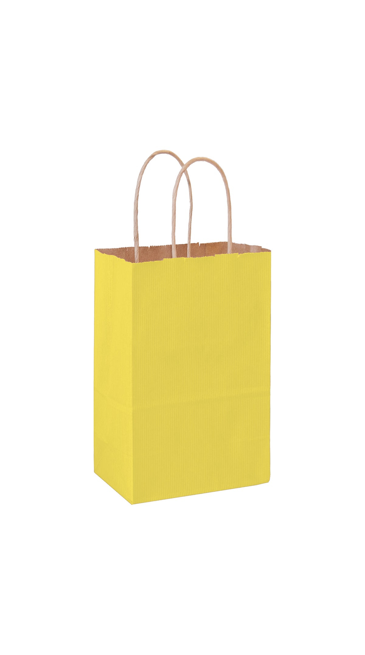 Yellow shadow stripe matte shopping bag, 5-1/4 x 3-1/4 x 8-3/8"