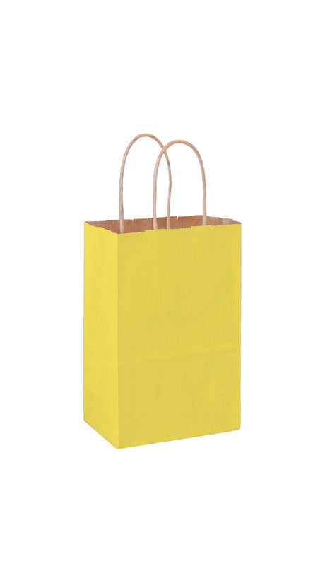 Yellow shadow stripe matte shopping bag, 5-1/4 x 3-1/4 x 8-3/8"