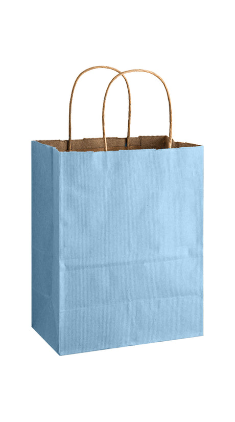 Country Blue shadow stripe matte shopping bag, 8 x 4-3/4 x 10-1/2"