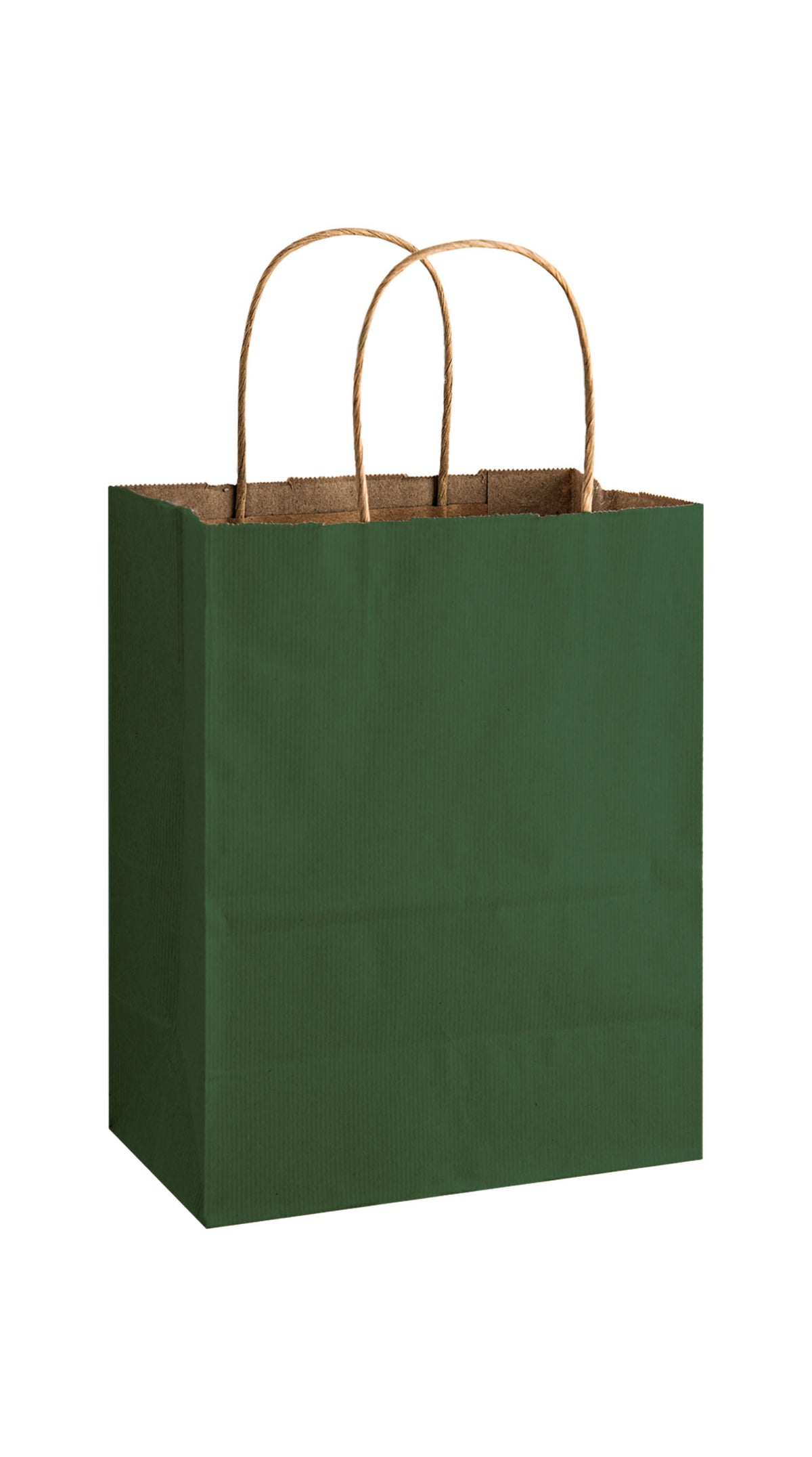 Forest Green shadow stripe matte shopping bag, 8 x 4-3/4 x 10-1/2"
