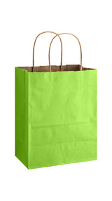 Lime shadow stripe matte shopping bag, 8 x 4-3/4 x 10-1/2"