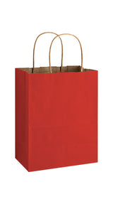 Red shadow stripe matte shopping bag, 8 x 4-3/4 x 10-1/2"